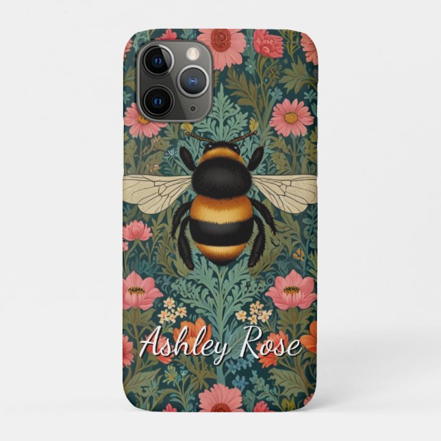 Elegante Boho-Retro-Hummel-Frühlingsblumen  Case-Mate iPhone Hülle (Rückseite)