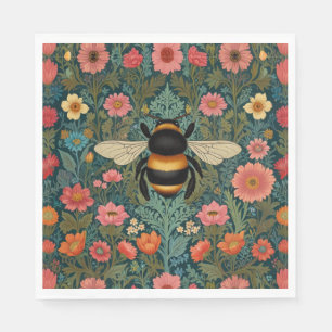 Elegante Boho-Retro-Hummel-Frühlingsblumen  Serviette