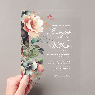 Elegante Boho Romantic Floral Herbst Hochzeit im H Acryleinladungen
