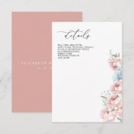 Elegante Boho Summer Blush Blumenhochzeit Begleitkarte