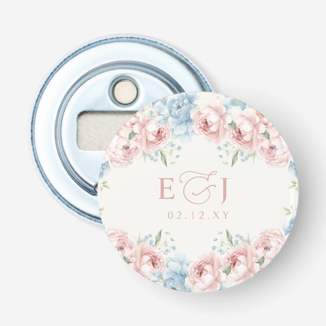 Elegante Boho Summer Blush Blumenhochzeit Flaschenöffner (Vorderseite)