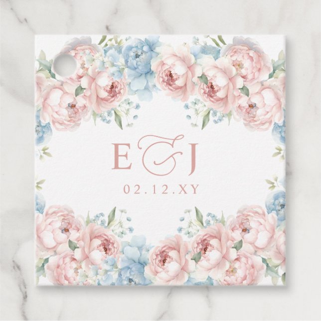 Elegante Boho Summer Blush Blumenhochzeit Geschenkanhänger (Vorderseite)