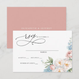 Elegante Boho Summer Blush Blumenhochzeit RSVP Karte