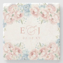 Elegante Boho Summer Blush Blumenhochzeit Steinuntersetzer