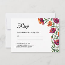 Elegante Boho-Wasserfarben-Mohn-Blumen-Hochzeit-RS