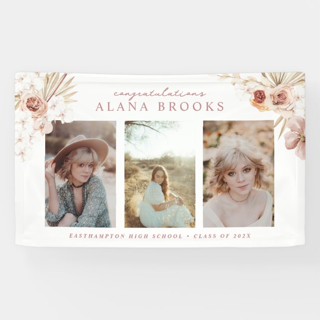 Elegante Boho Watercolor Abschluss Banner (Horizontal)