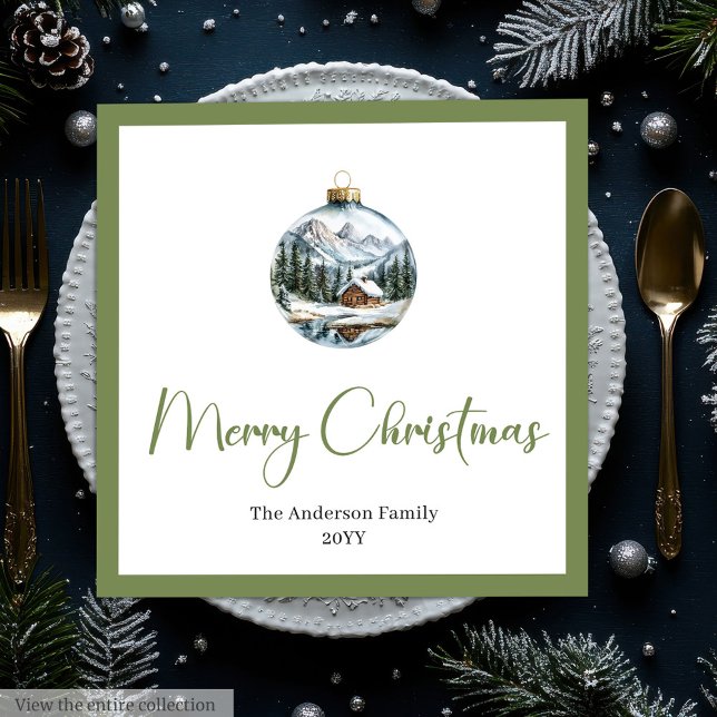 Elegante Boho-Weihnachtsszene Botanisches Dinner  Serviette (Elegant Boho Christmas Scene Botanical Dinner Napkins)