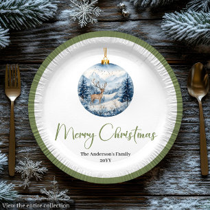 Elegante Boho-Weihnachtsszene in erdigen Farben  Pappteller