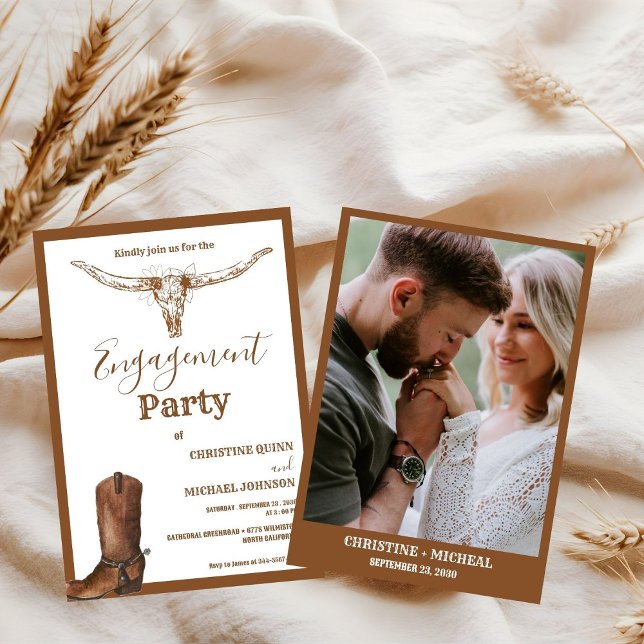 Elegante Boho Western Cowboy Engagement Party Einladung (Von Creator hochgeladen)