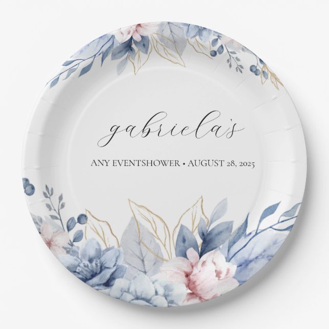 Elegante Boho Wildblume Babydusche Pappteller (Vorderseite)