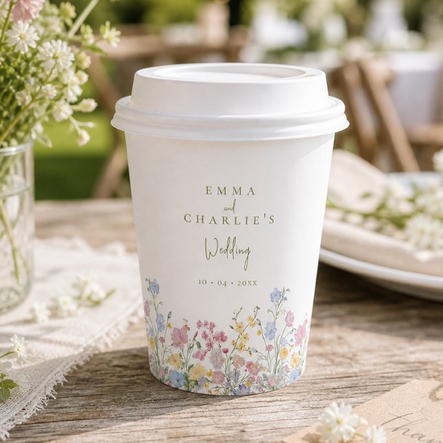 Elegante Boho-Wildblumen-Hochzeit Pappbecher (Elegant Boho Wildflowers Wedding Paper Cups)