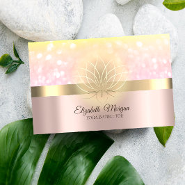 Elegante Bokeh Gold Lotus Rose Gold Visitenkarte