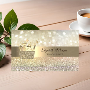 Elegante Bokeh-Goldglitter-Reinigungswerkzeuge Visitenkarte