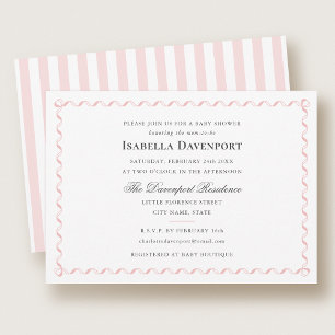 Elegante Bonbon-Schleifen gestreift Baby Shower Pi Einladung