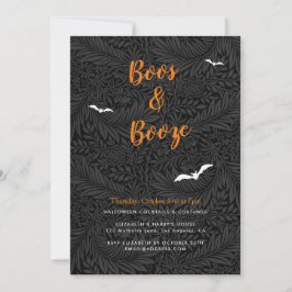 Elegante Boos & Booze Black Floral Orange Hallowee Einladung