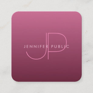 Elegante Bordeaux Color Moderne Monogramm-Vorlage Quadratische Visitenkarte