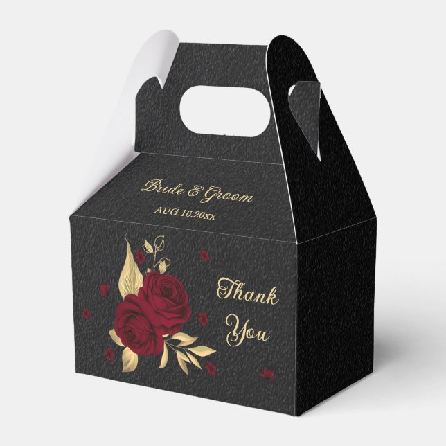 Elegante bordeauxfarbene Blume Geschenkschachtel (Vorderseite)