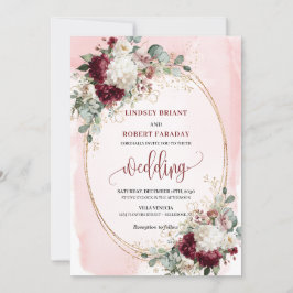 Elegante bordeauxfarbene Rose Hochzeit lädt ein Einladung
