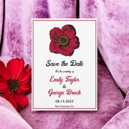 Elegante bordeauxfarbene rote Rose Romantische Blu Save The Date
