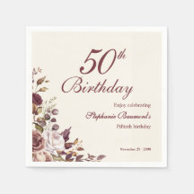 Elegante bordeauxrote cremefarbene Blumen zum 50.