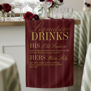 Elegante bordeauxrote Streifen-Signatur-Drinks-Hoc Banner