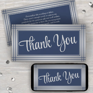 Elegante Border Navy Blau Schriftart Dankeskarten Ankündigung