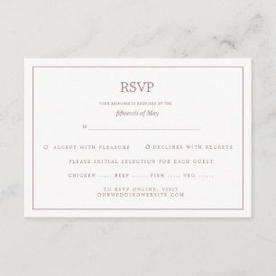 Elegante Border Rose Gold Wedding RSVP Begleitkarte