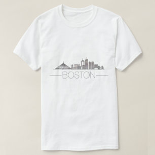 Elegante Boston City Line Art, moderne urbane Skyl T-Shirt