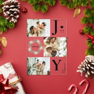 Elegante Botanica-Foto-Collage-Freude-Weihnachtska Acryleinladungen