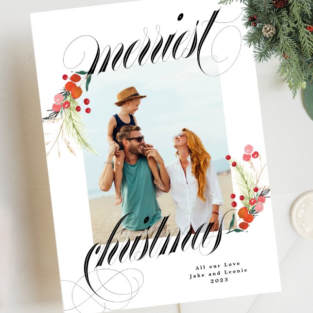 Elegante Botanicals Frohe Weihnachten Ein Foto (Von Creator hochgeladen)