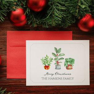 Elegante Botanicals Wasserfarbe Falten Weihnachten Karte