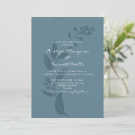 Elegante Botanische Aquamarine Blaue Silhouette Ho Einladung