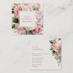 Elegante botanische Aquarell-Blumen Quadratische Visitenkarte