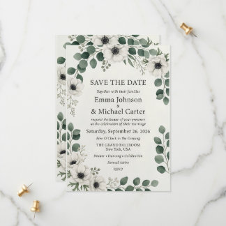 Elegante botanische Aquarell-Hochzeit Save-the-Dat Save The Date
