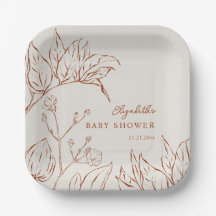 Elegante botanische Babyparty im Line-Art-Stil