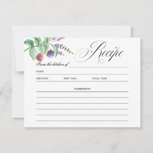 Elegante Botanische Beeren Brautparty Rezeptkarte