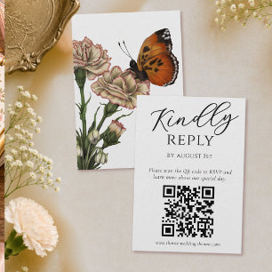Elegante botanische Biene Hochzeit RSVP QR Code Begleitkarte