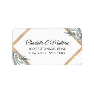 Elegante botanische Blätter Goldhochzeit Adressaufkleber