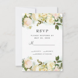 Elegante botanische Blätter Hochzeit RSVP Karte