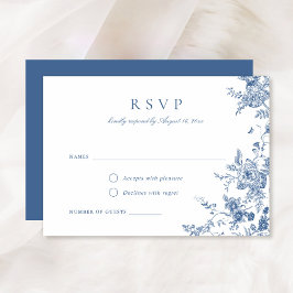 Elegante botanische blaue RSVP-Karte für die Botan Einladung