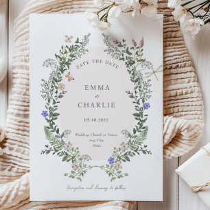 Elegante botanische Blume Hochzeit Speichern Sie d Einladung