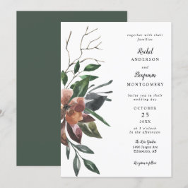elegante botanische Blume mit Aquarellfarbe Einladung