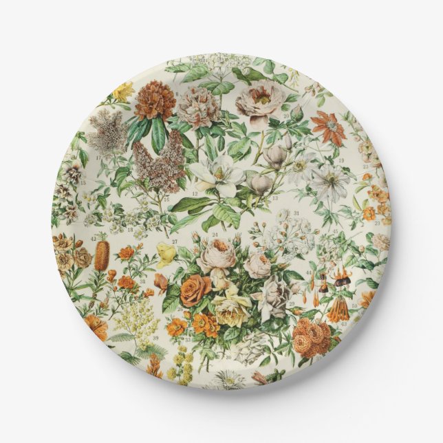 Elegante botanische Blume Muster Napkins Pappteller (Vorderseite)