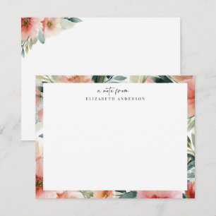 Elegante botanische Blumenrahmen-Notizkarte Mitteilungskarte