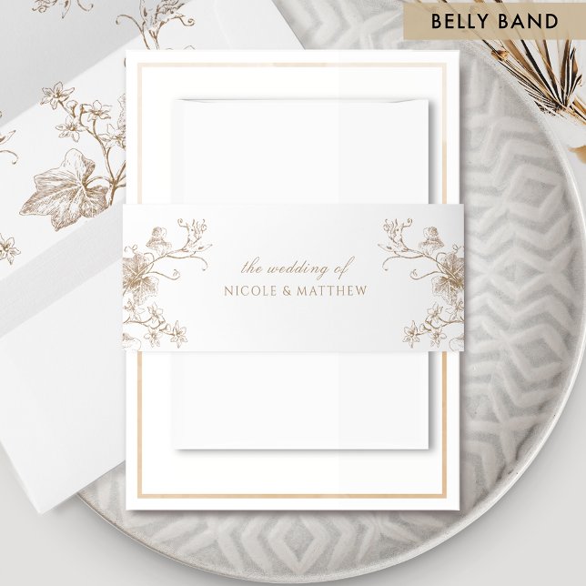 Elegante Botanische Blütencreme Einladungsbanderole (Von Creator hochgeladen)