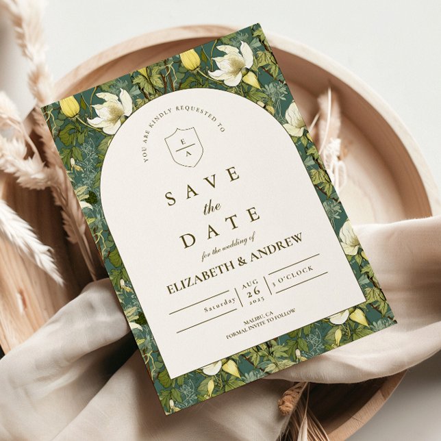 Elegante botanische Bogen-Gartenhochzeit Save The Date (Von Creator hochgeladen)