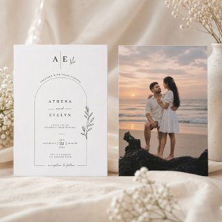 Elegante botanische Bogen-Hochzeitseinladungsvorla Einladung