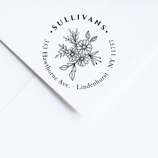 Elegante Botanische Bouquet Custom-Rücksendeadress Permastempel (Von Creator hochgeladen)