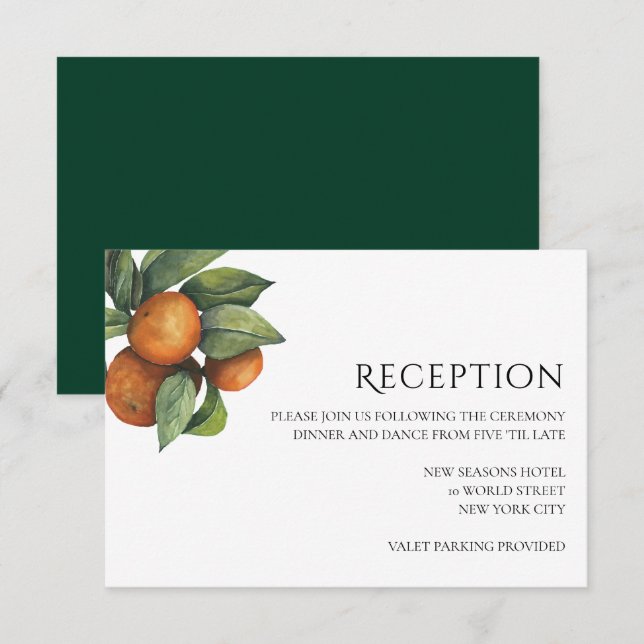 Elegante Botanische Citrus Hochzeitskarte Einladung (Vorne/Hinten)
