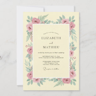 Elegante botanische Creme-Hochzeit Einladung